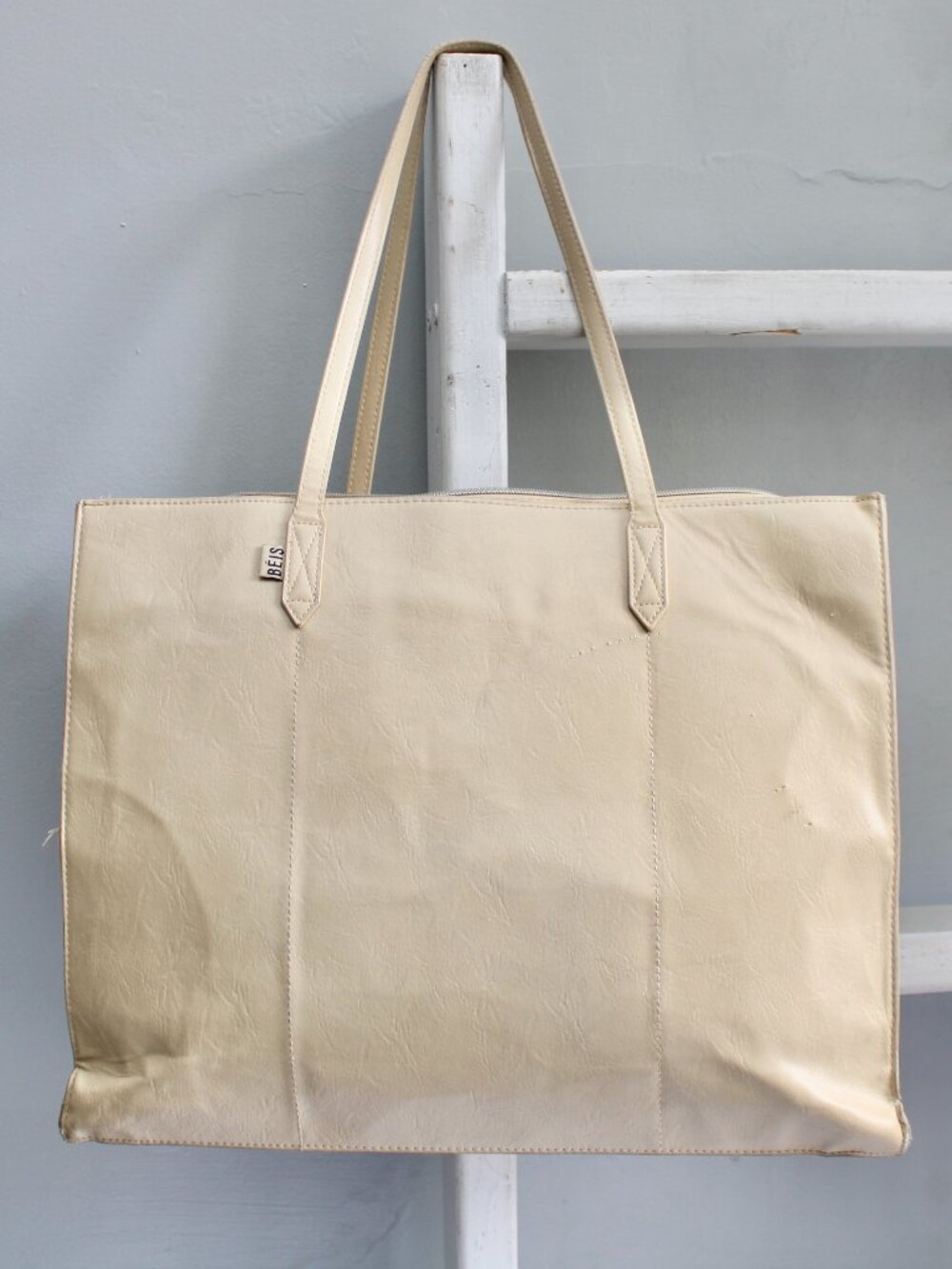 BEIS The Large Work Tote Bag in Beige Vegan Leather